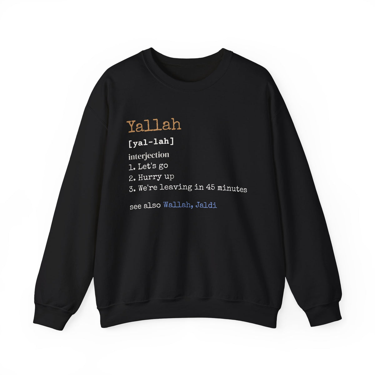 Yallah Definition Islamic Crewneck Sweatshirt in Black – AdabStars
