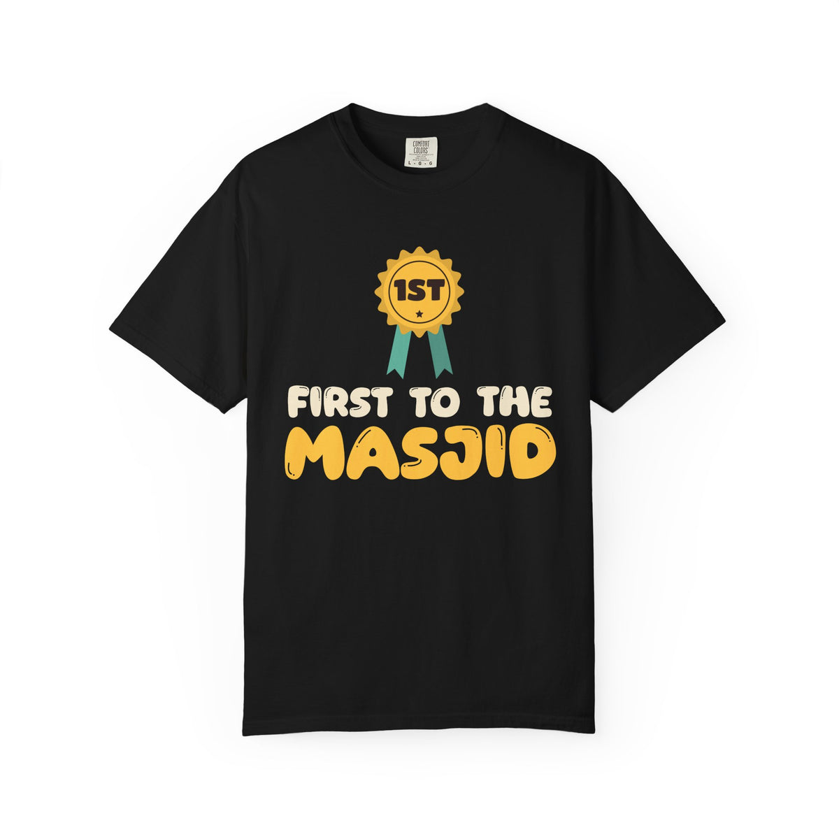 First to the Masjid Islamic Heavyweight T-Shirt in Black – AdabStars