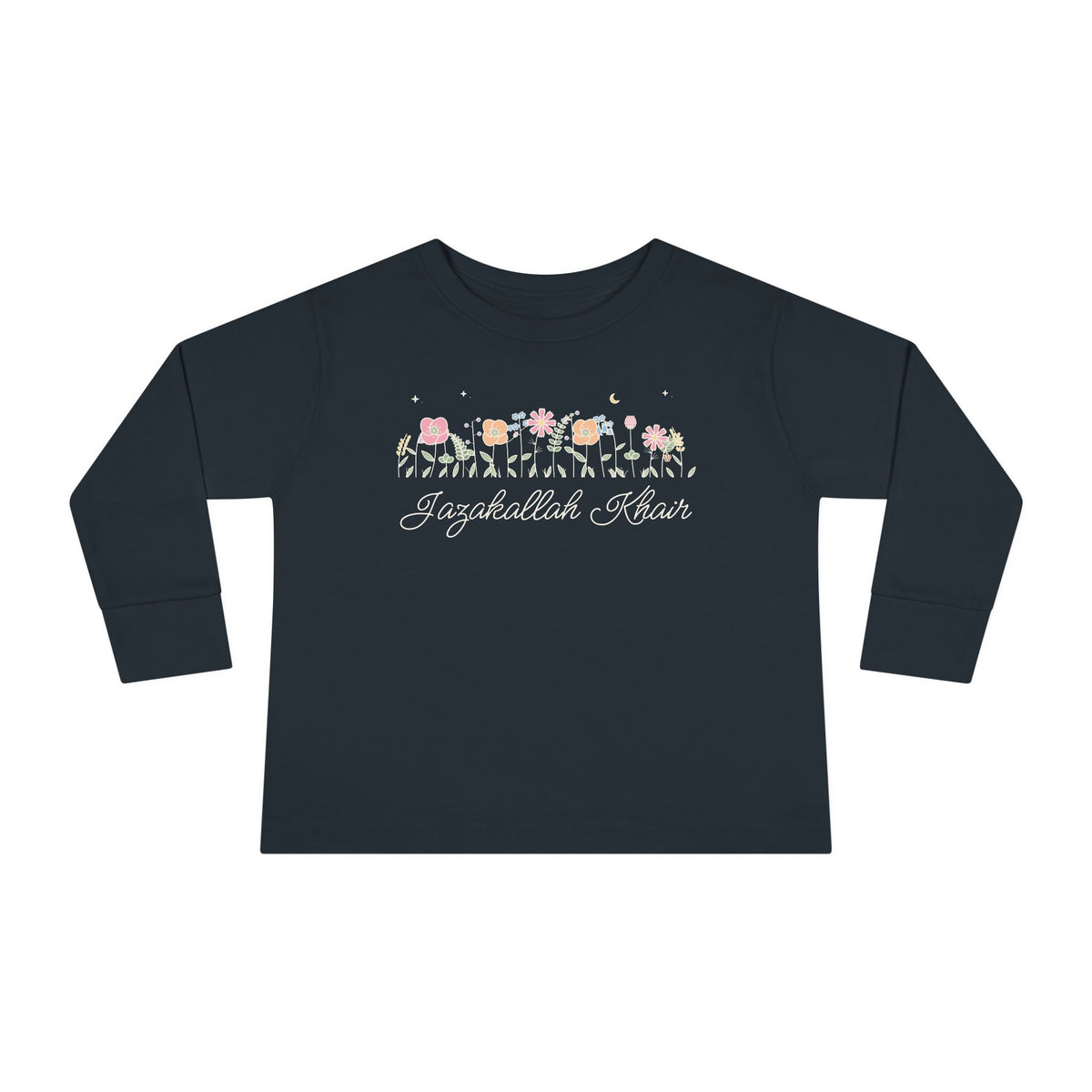 Jazakallah Khair Meadow Flowers Islamic Toddler Toddler Long Sleeve Shirt in Black – AdabStars