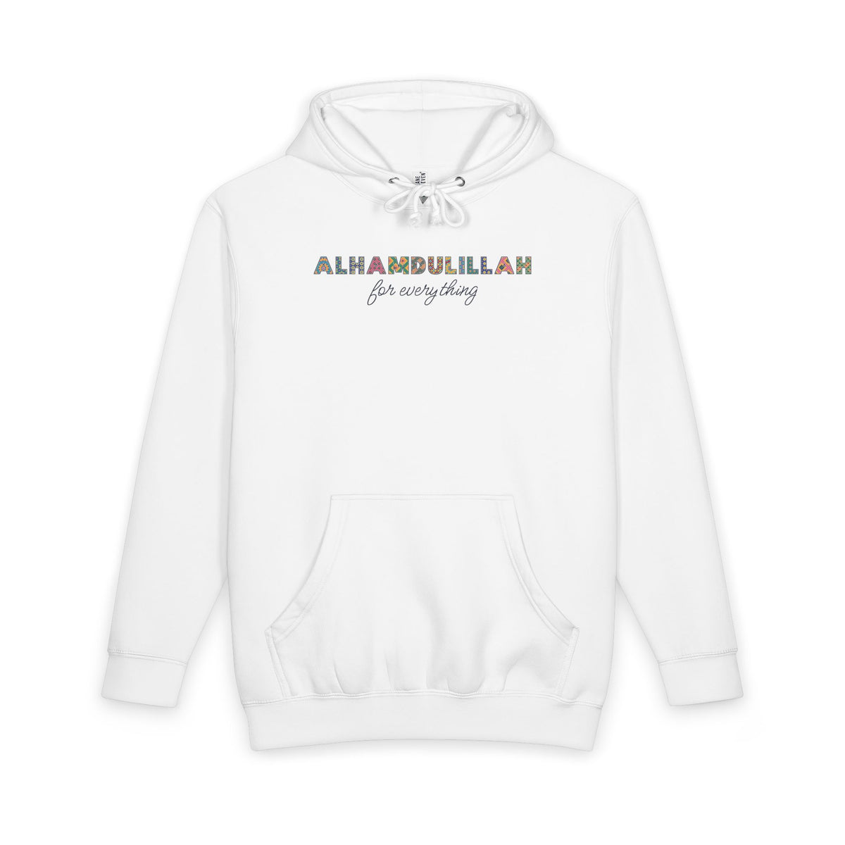 Alhamdulillah Patterned Letters Islamic Heavyweight Hoodie | for Everything Arabic Word Praise to God | AdabStars Islamic Apparel