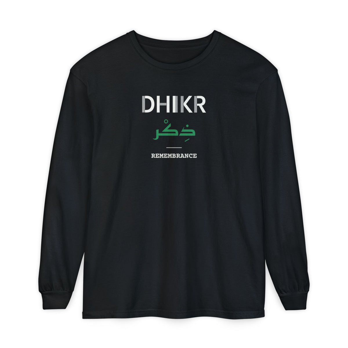 Dhikr Dual Language with English Meaning Islamic Heavyweight Long Sleeve Shirt in Black – AdabStars