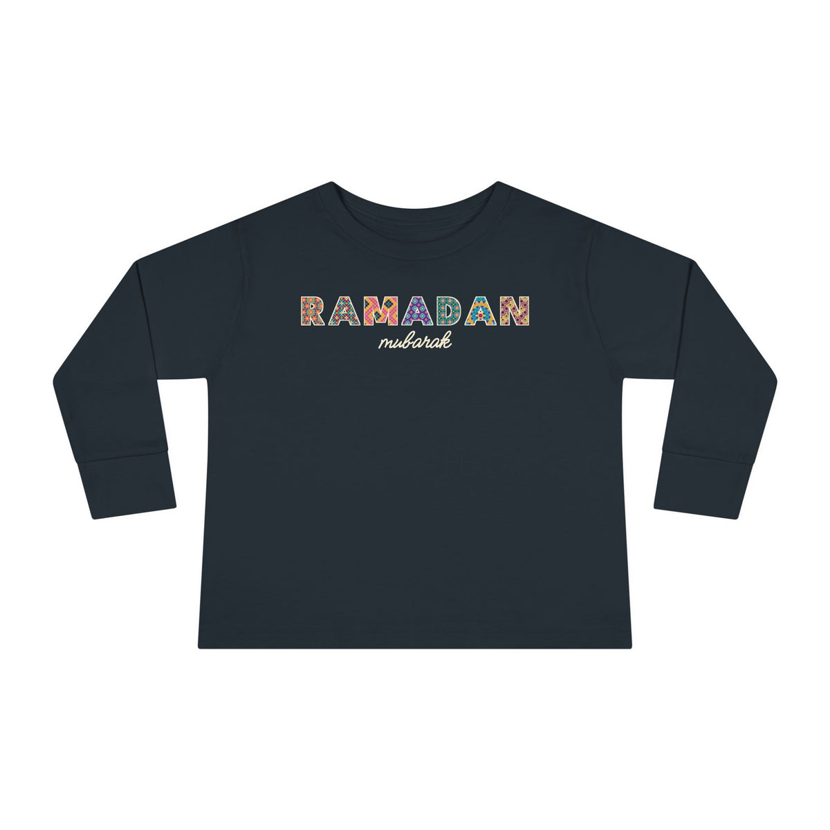 Ramadan Mubarak Patterned Letters Toddler Toddler Long Sleeve Shirt in Black – AdabStars