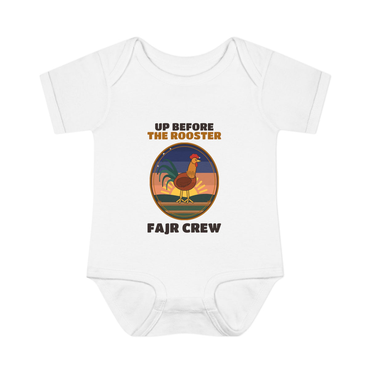Up Before the Rooster Islamic Baby Bodysuit in White – AdabStars