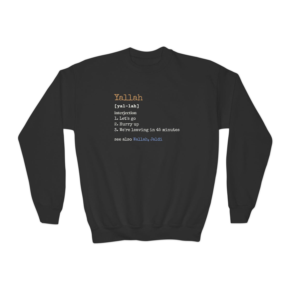 Yallah Definition Islamic Kids Sweatshirt in Black – AdabStars