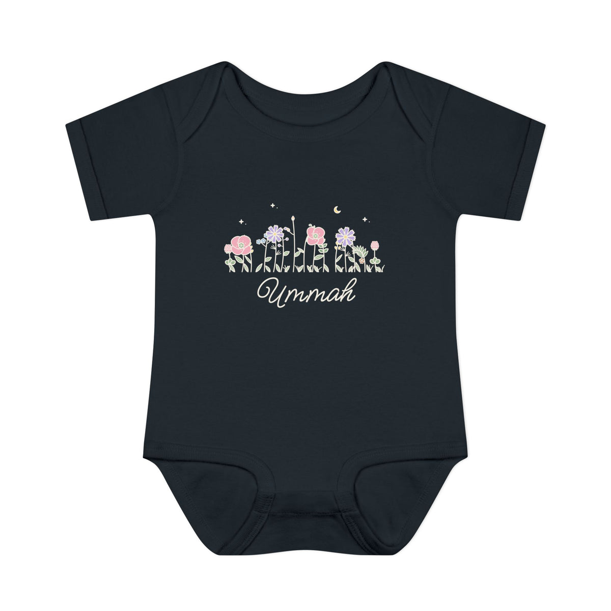 Ummah Meadow Flowers Baby Bodysuit in Black – AdabStars