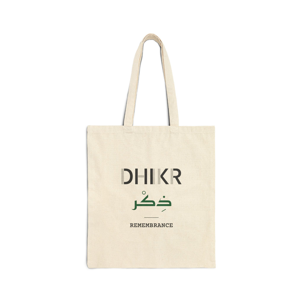 Dhikr Dual Language with English Meaning Islamic Canvas Tote Bag in Natural, one-sided print – AdabStars