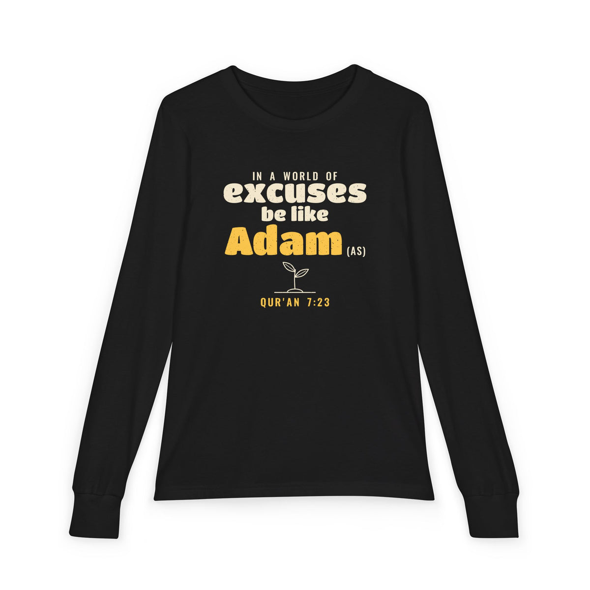Be Like Adam (AS) Kids Long Sleeve Shirt, Front Print | Prophet Adam Repentance Story | AdabStars