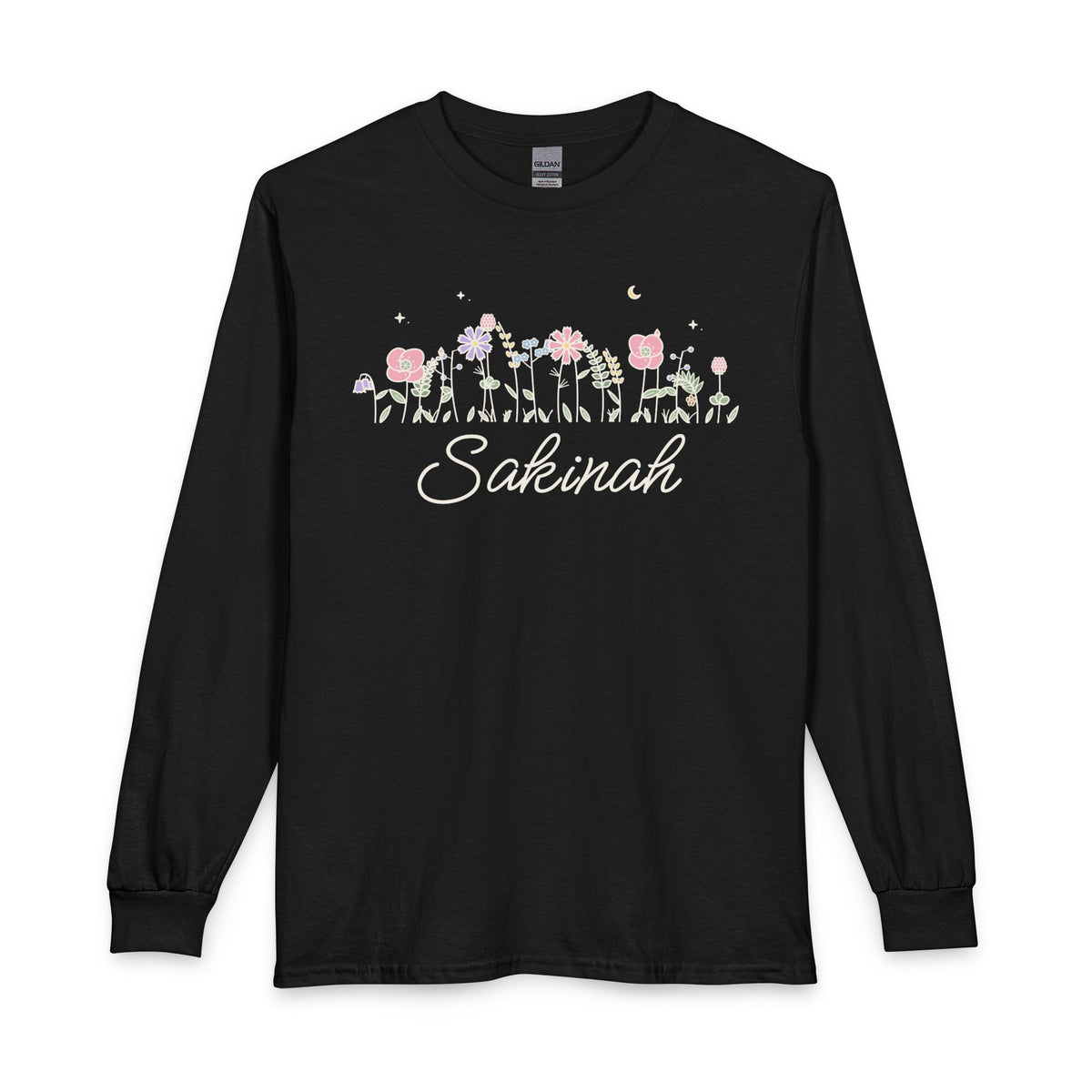 Sakinah Meadow Flowers Islamic Long Sleeve Shirt in Black – AdabStars
