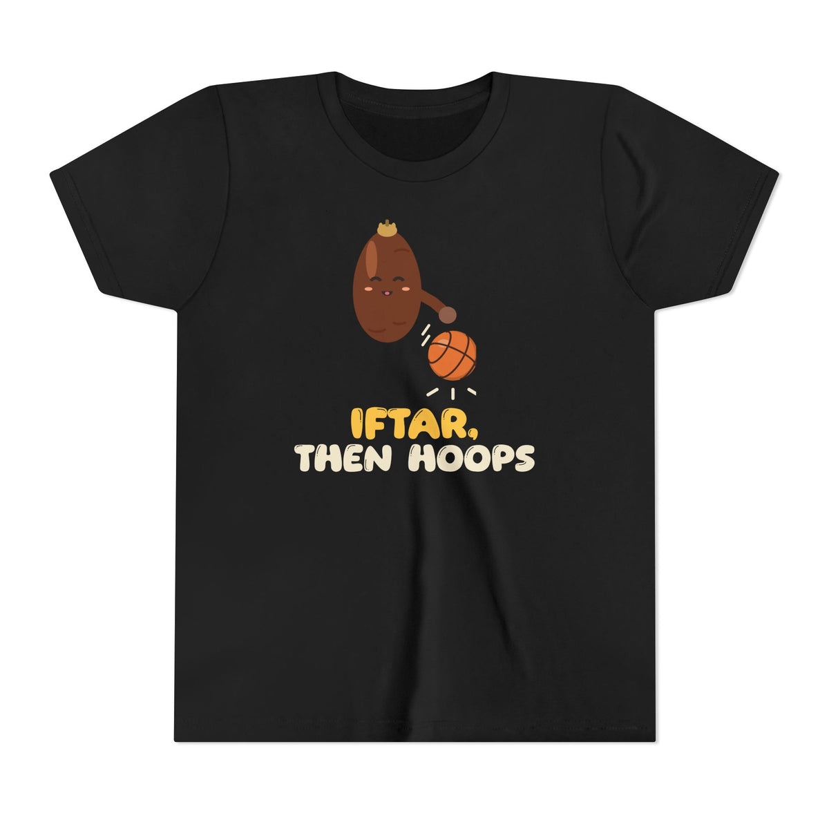 Iftar Then Hoops Kids Tee | Ramadan Basketball Kids Iftar Then Hoops Date Dribbling | AdabStars Islamic Kids Apparel