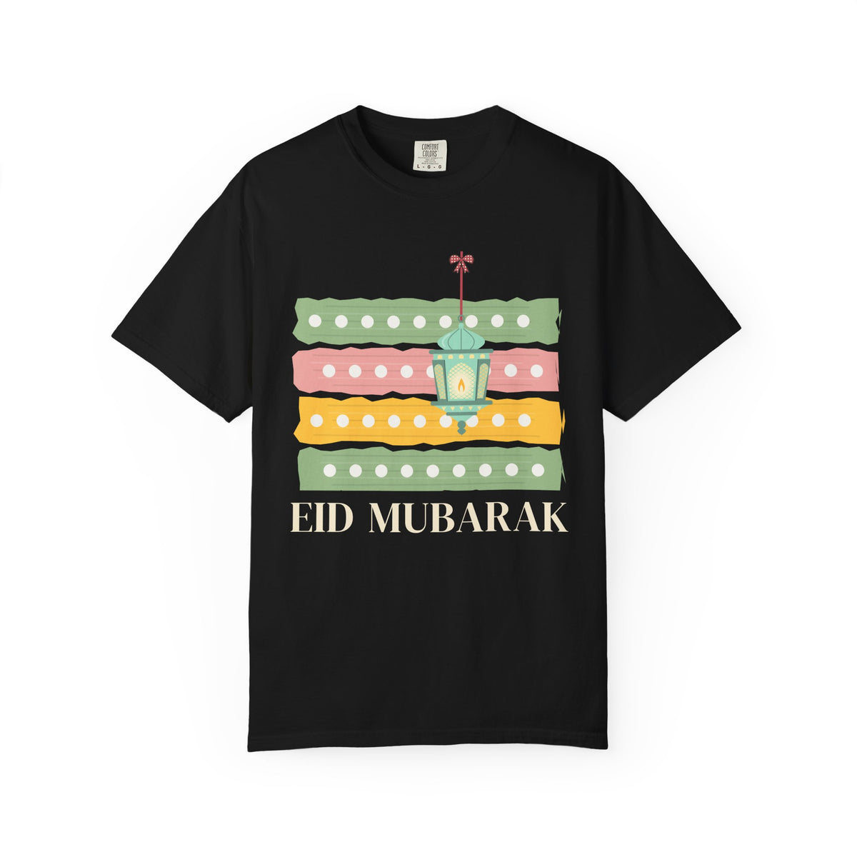 Eid Mubarak Polka Stripes Heavyweight T-Shirt in Black – AdabStars