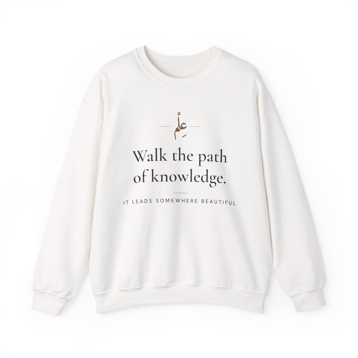 Walk the path of knowledge Islamic Crewneck Sweatshirt in White – AdabStars