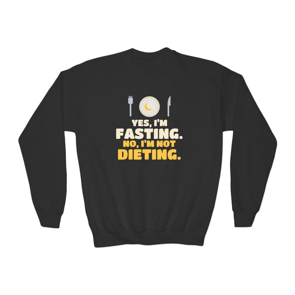 Yes I'm Fasting, No I'm Not Dieting Kids Sweatshirt in Black – AdabStars