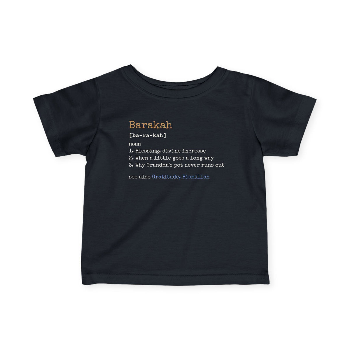 Barakah Definition Islamic Baby T-Shirt in Black – AdabStars