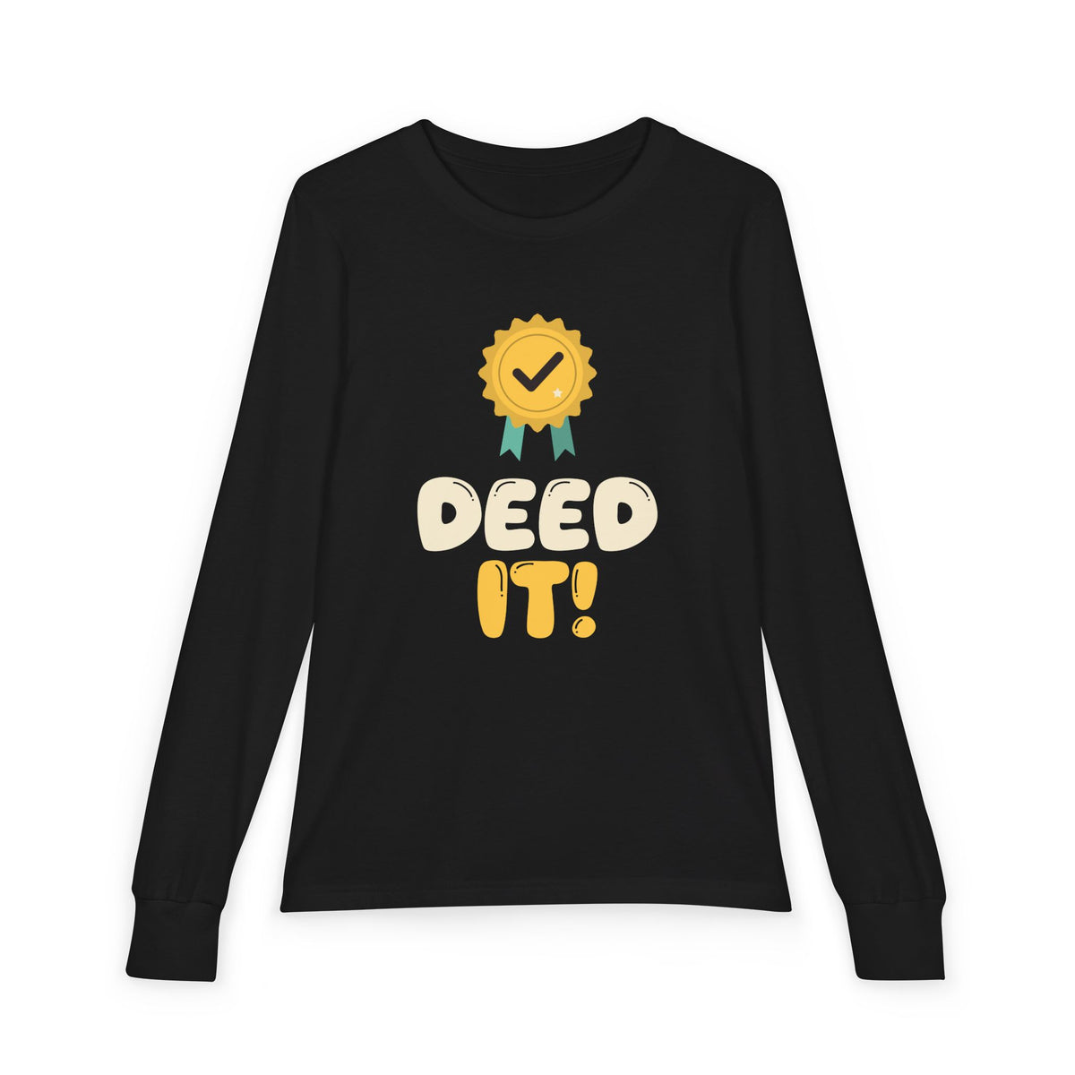 Deed It! Islamic Kids Long Sleeve Shirt | It Muslim Kids Good Deeds Islamic Award Rosette Pun | AdabStars Islamic Kids Apparel