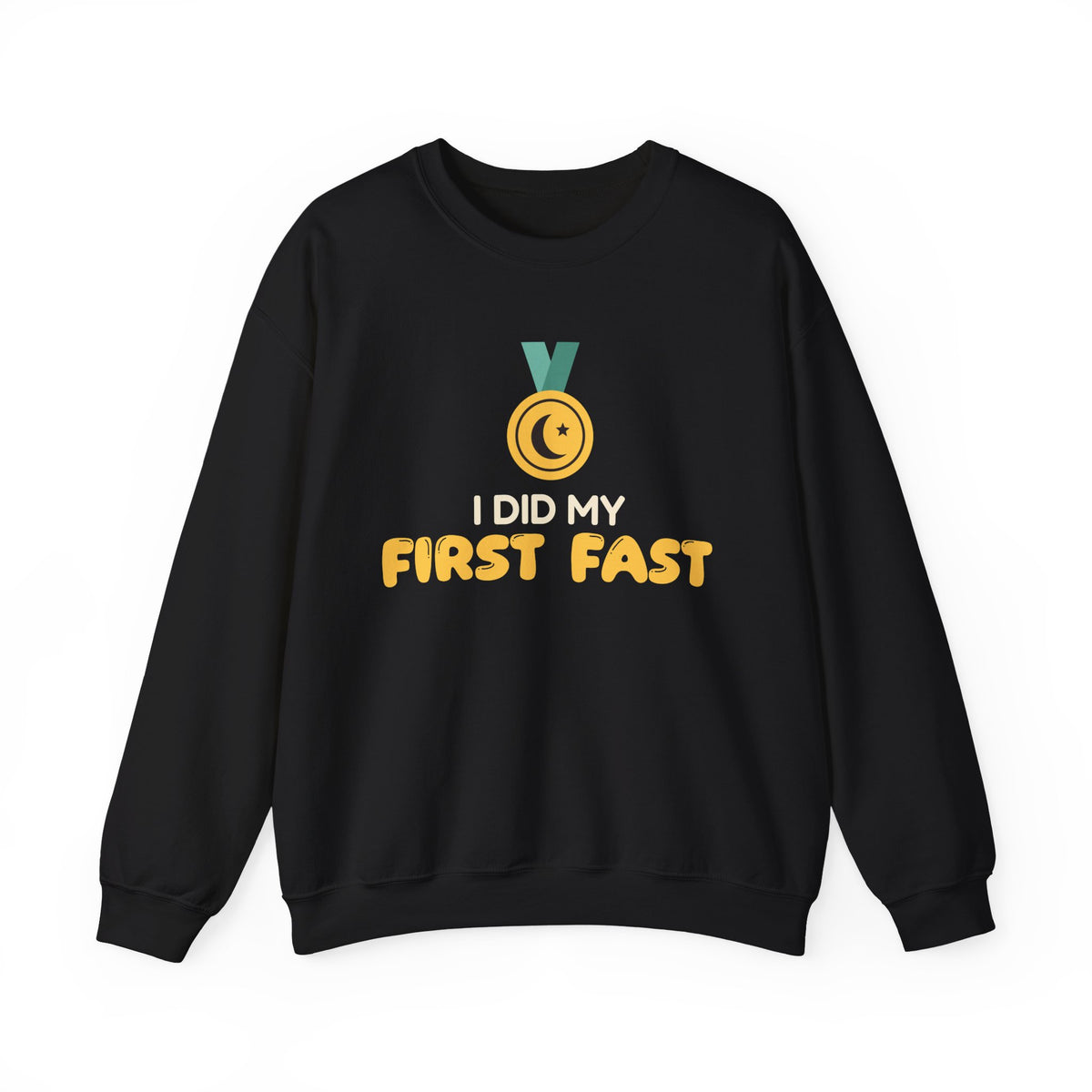 I Did My First Fast Ramadan Crewneck Sweatshirt in Black – AdabStars