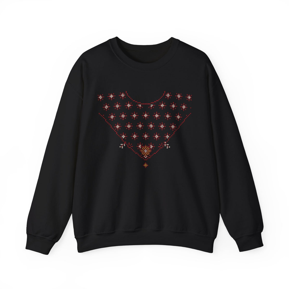 Tatreez Yoke Panel Islamic Crewneck Sweatshirt in Black – AdabStars