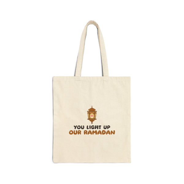 You Light Up Our Ramadan Canvas Tote Bag in Natural, double-sided print – AdabStars
