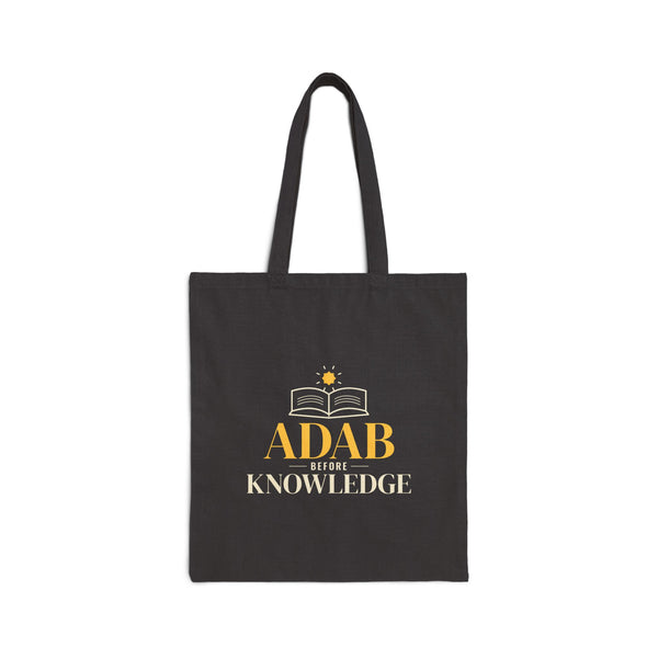 Adab Before Knowledge Canvas Tote Bag in Black, double-sided print – AdabStars
