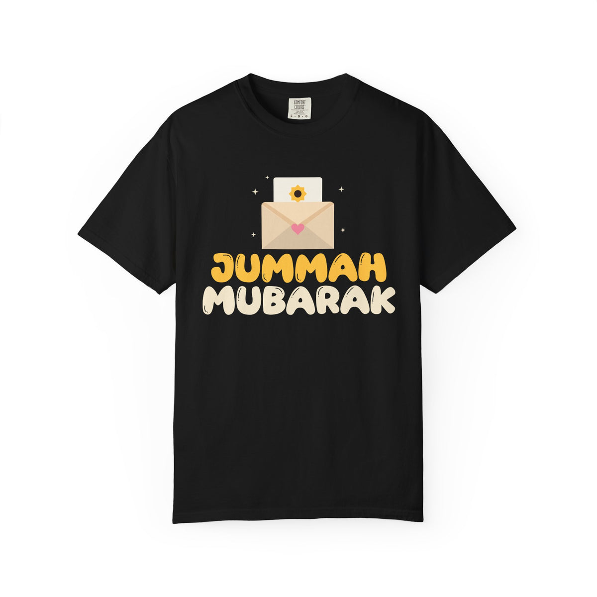 Jummah Mubarak Envelope Islamic Heavyweight T-Shirt in Black – AdabStars