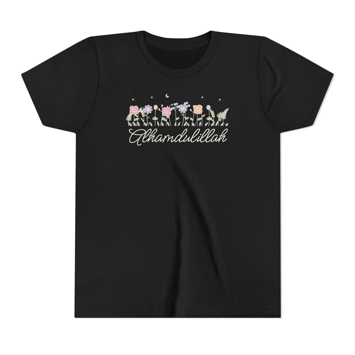 Alhamdulillah Meadow Flowers Islamic Kids T-Shirt in Black – AdabStars