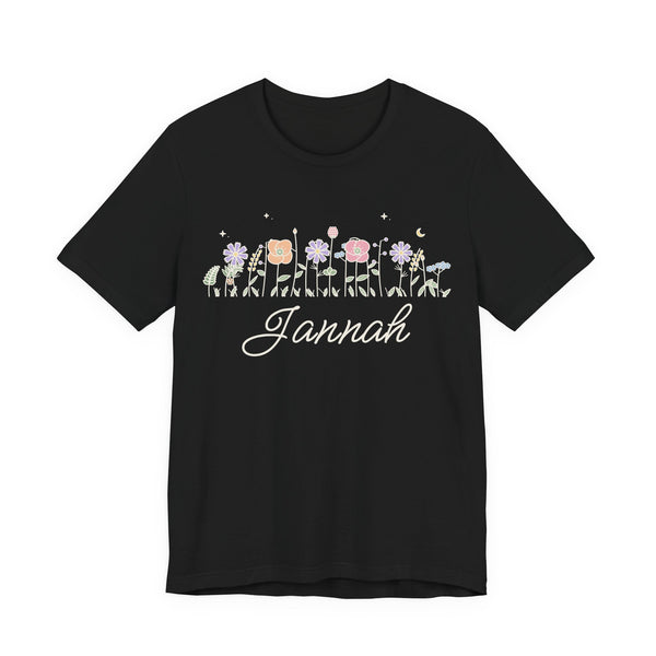 Jannah Meadow Flowers Islamic Unisex T-Shirt in Black – AdabStars