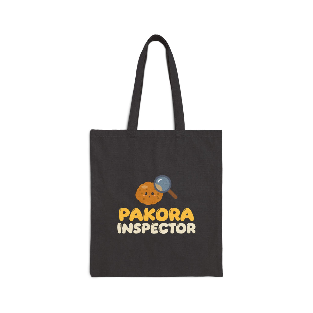 Pakora Inspector Canvas Tote Bag in Black, one-sided print – AdabStars