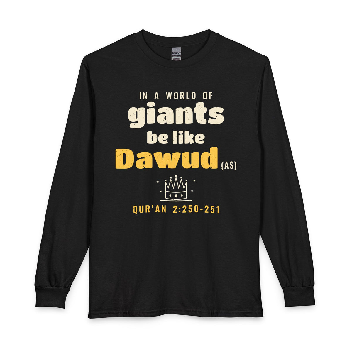 Be Like Dawud (AS) Long Sleeve Shirt in Black, front and back print – AdabStars