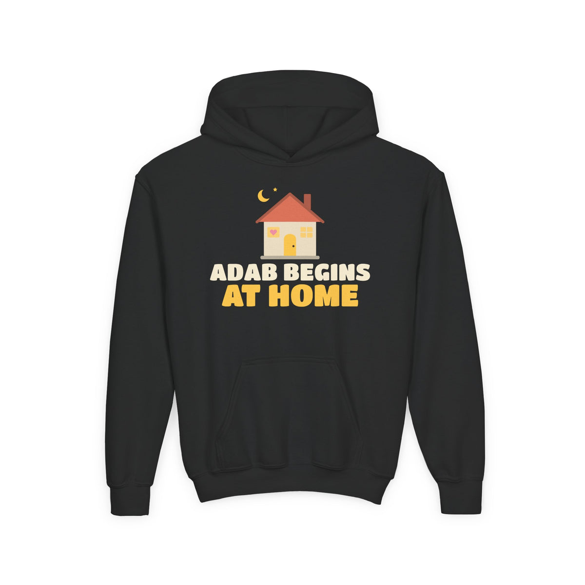 Adab Begins At Home Ramadan Kids Hoodie | Muslim Family Manners Cozy House | AdabStars Islamic Apparel