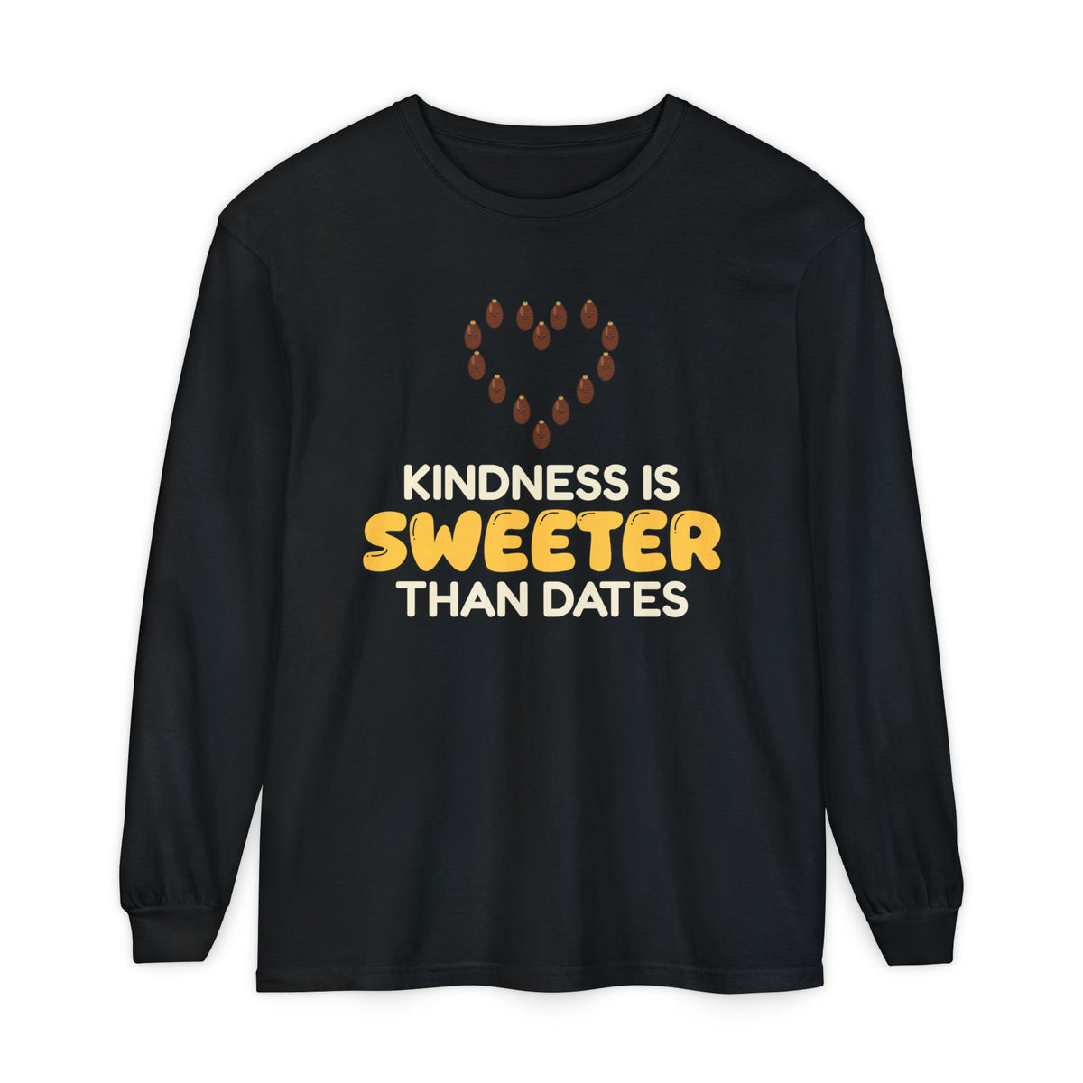 Kindness Is Sweeter Than Dates Ramadan Long Sleeve Shirt | Ramadan Kids Kindness Is Sweeter Than Dates Heart Adab | AdabStars Islamic Kids Apparel
