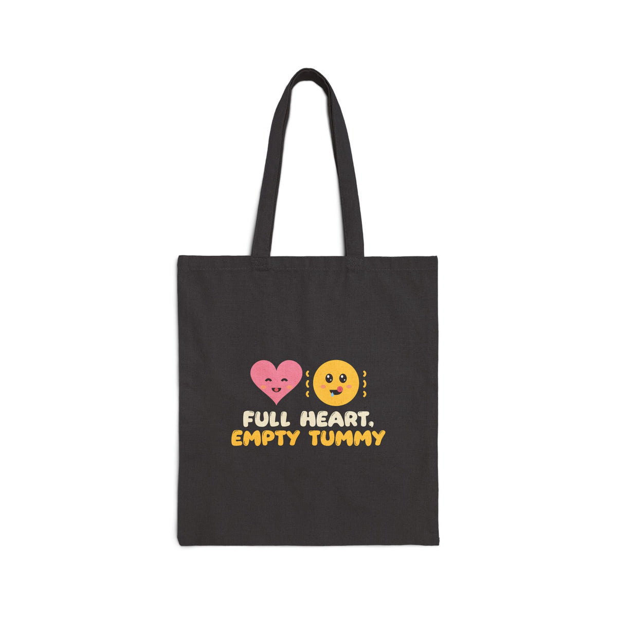 Full Heart, Empty Tummy Canvas Tote Bag in Black, double-sided print – AdabStars