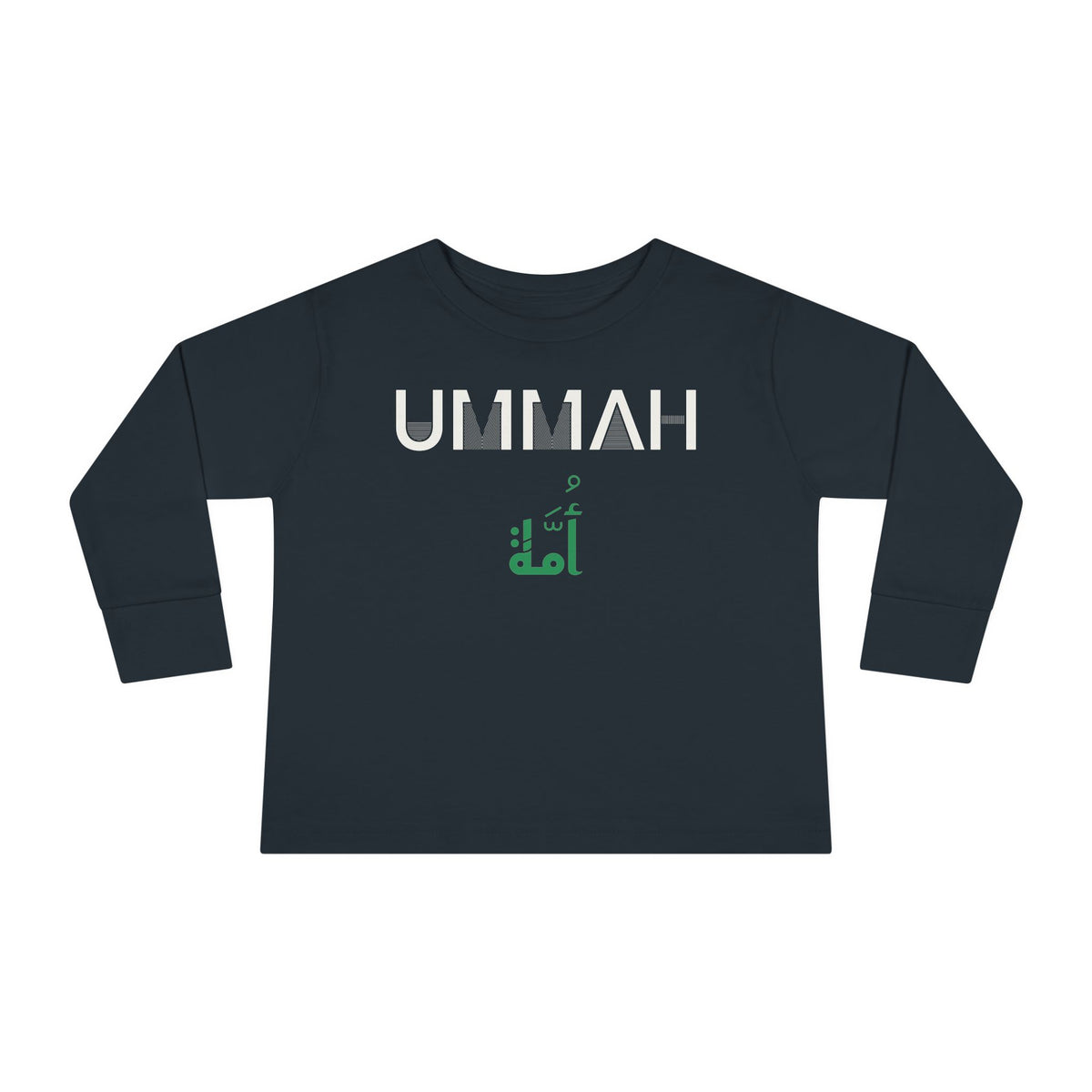 Ummah Dual Language Islamic Toddler Toddler Long Sleeve Shirt in Black – AdabStars