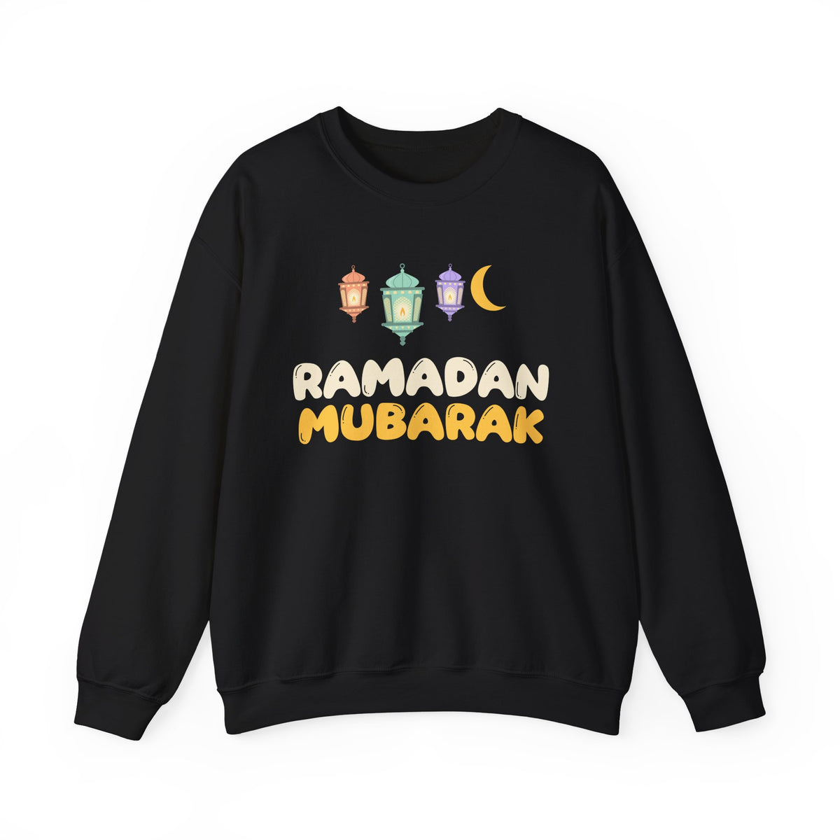 Ramadan Mubarak Lanterns Crewneck Sweatshirt in Black – AdabStars