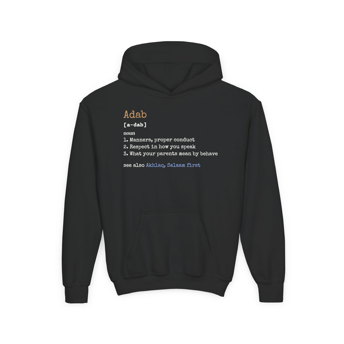 Adab Definition Islamic Kids Hoodie in Black – AdabStars
