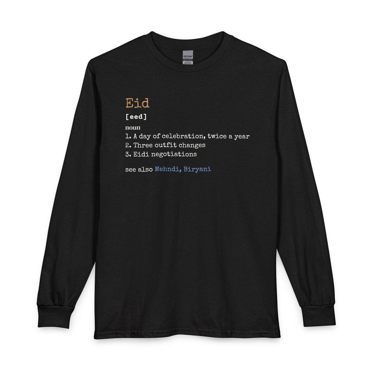 Eid Definition Long Sleeve Shirt in Black – AdabStars