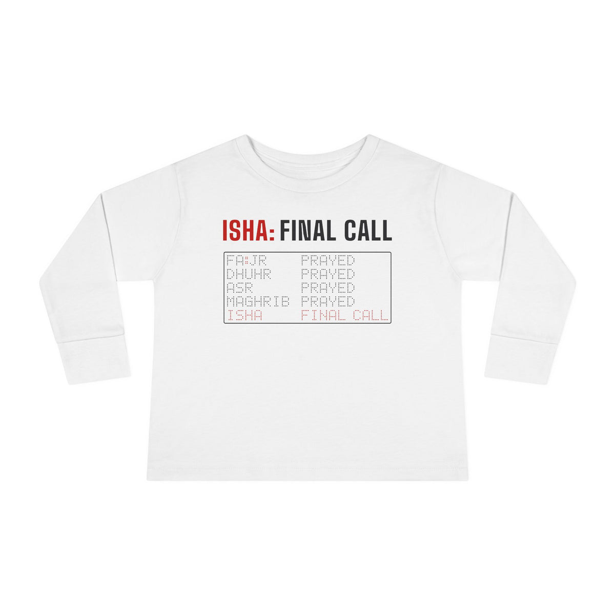 Isha: Final Call Islamic Toddler Toddler Long Sleeve Shirt in White – AdabStars