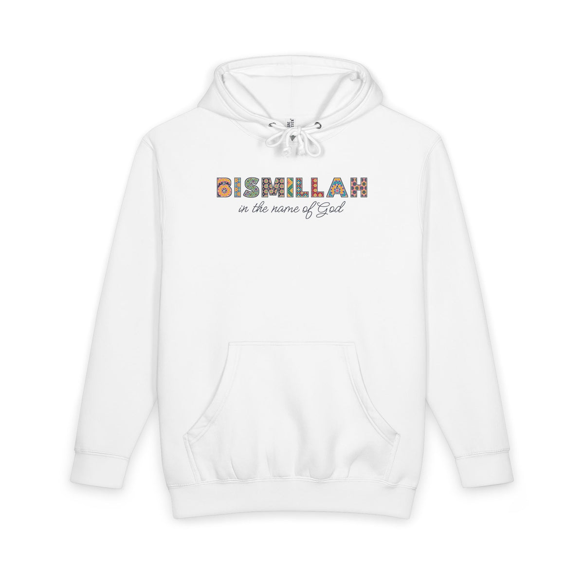 Bismillah Patterned Letters Islamic Heavyweight Hoodie | Muslim In the Name of God Arabesque | AdabStars Islamic Apparel