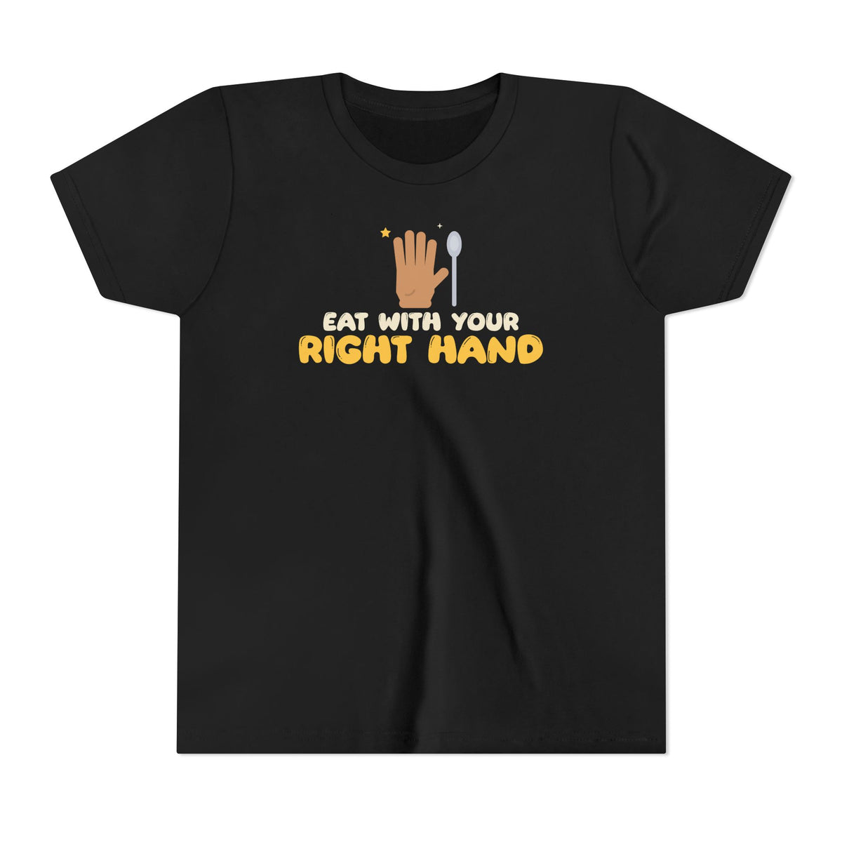 Eat With Your Right Hand Islamic Kids T-Shirt in Black – AdabStars