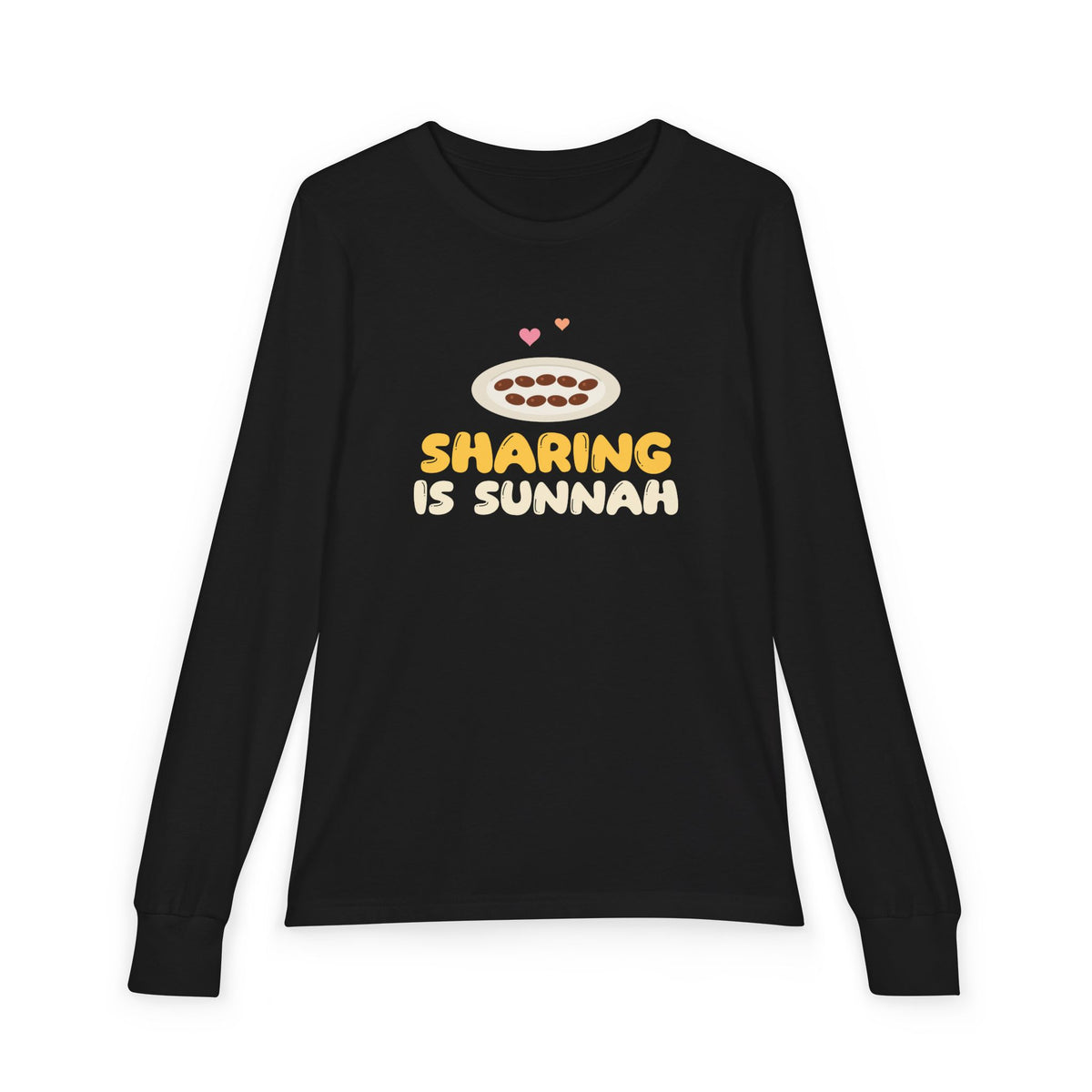 Sharing Is Sunnah Islamic Kids Long Sleeve Shirt | Muslim Kids Kindness Islamic Dates Plate | AdabStars Islamic Kids Apparel