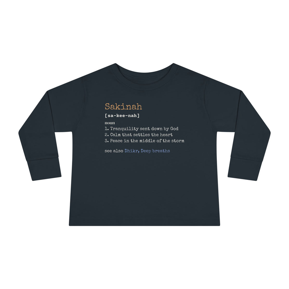 Sakinah Definition Islamic Toddler Toddler Long Sleeve Shirt in Black – AdabStars