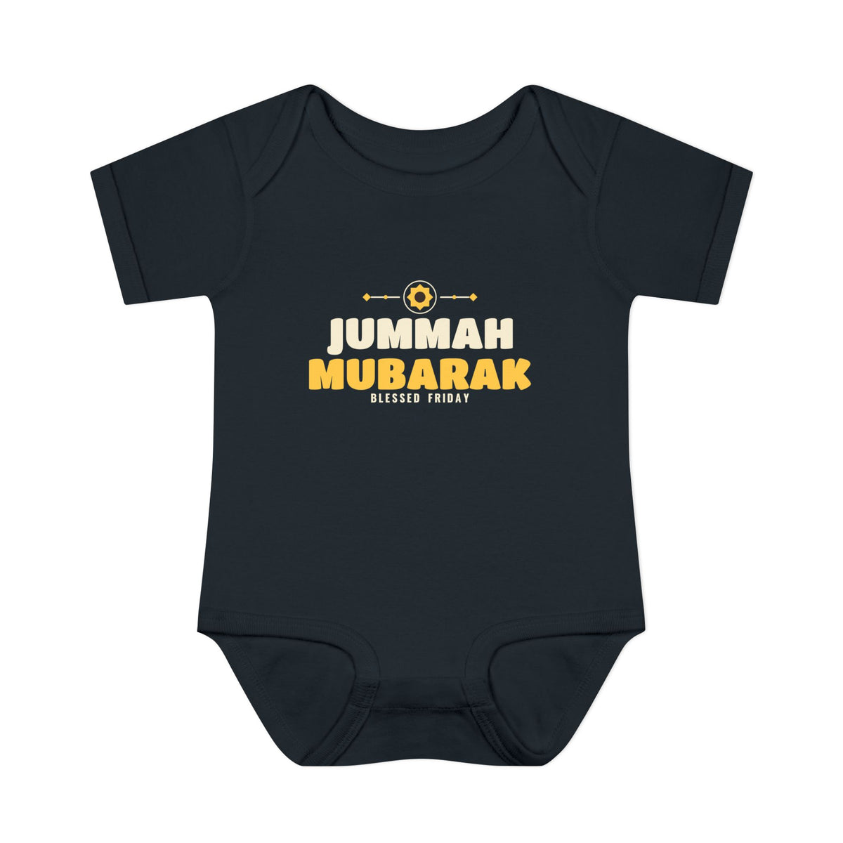 Jummah Mubarak Blessed Friday Islamic Baby Bodysuit in Black – AdabStars