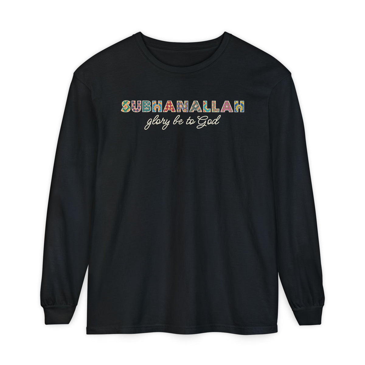 Subhanallah Patterned Letters Islamic Heavyweight Long Sleeve Shirt in Black – AdabStars