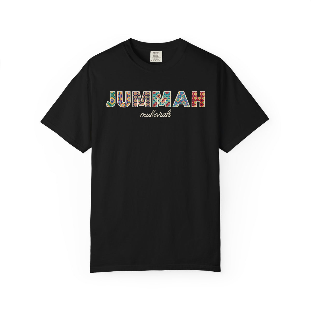Jummah Mubarak Patterned Letters Islamic Heavyweight T-Shirt in Black – AdabStars