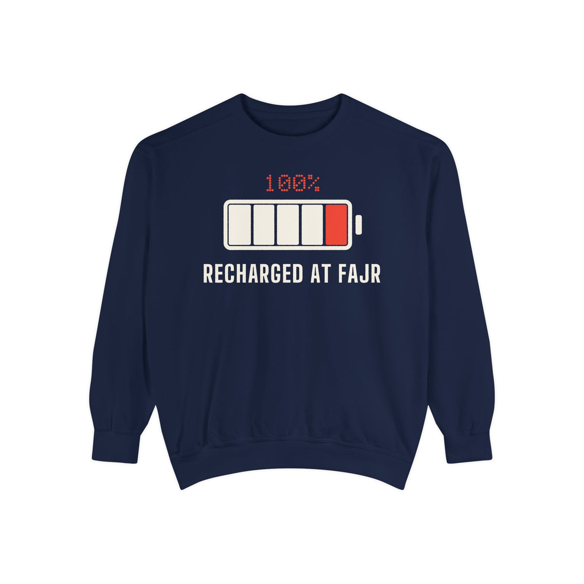 Recharged at Fajr Islamic Premium Sweatshirt in True Navy – AdabStars