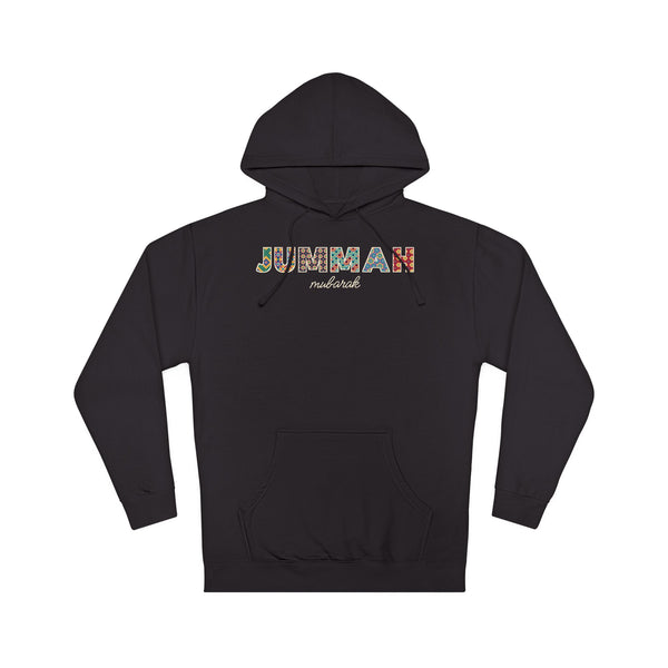 Jummah Mubarak Patterned Letters Islamic Hoodie in Black – AdabStars