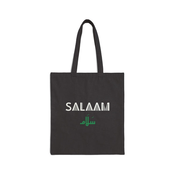 Salaam Dual Language Canvas Tote Bag in Black, one-sided print – AdabStars