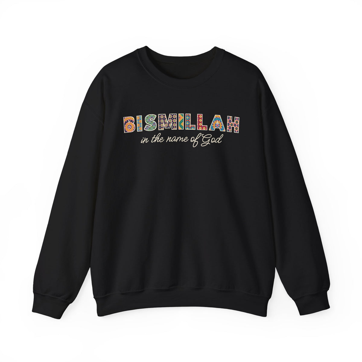 Bismillah Patterned Letters Islamic Crewneck Sweatshirt in Black – AdabStars