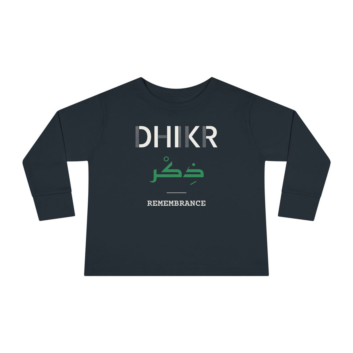 Dhikr Dual Language with English Meaning Islamic Toddler Toddler Long Sleeve Shirt in Black – AdabStars