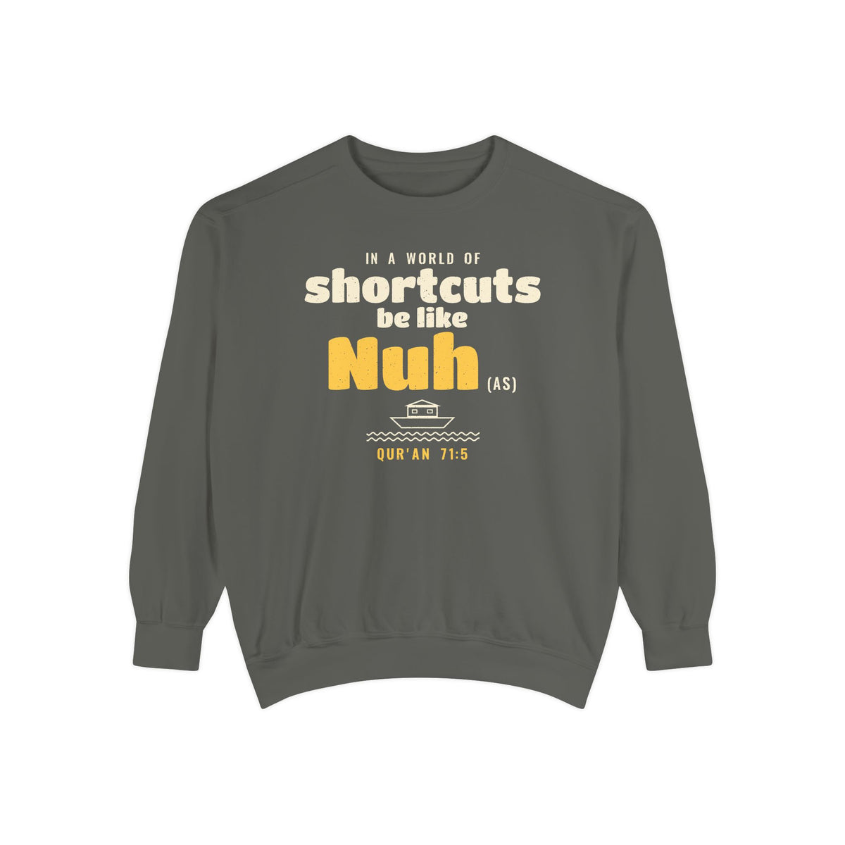 Be Like Nuh (AS) Sweatshirt | Prophet Nuh (Noah) Perseverance Story, Qur'an 71:5-7 on the Back | AdabStars