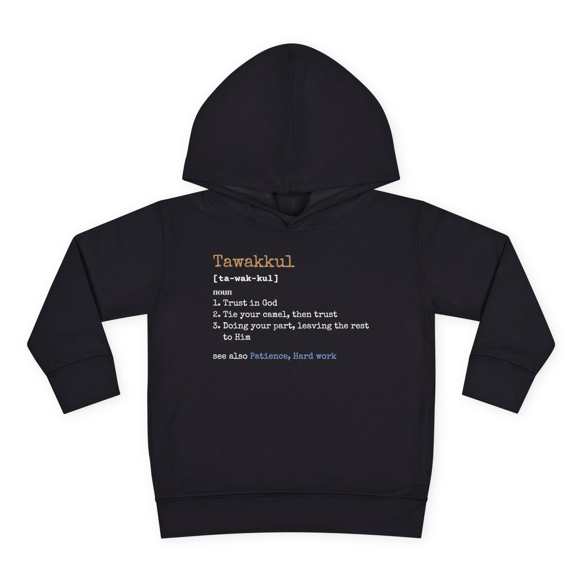Tawakkul Definition Islamic Toddler Hoodie in Black – AdabStars