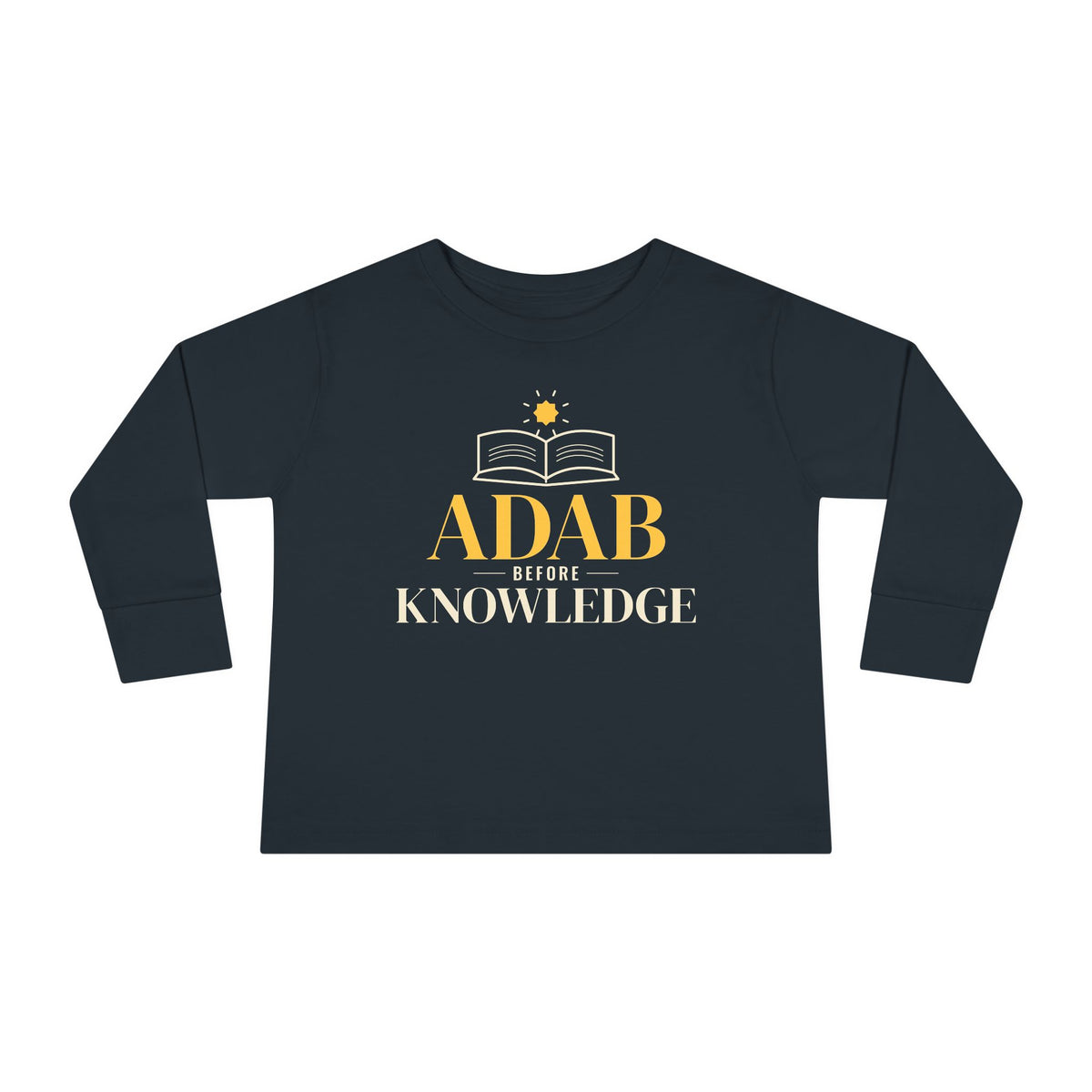 Adab Before Knowledge Islamic Toddler Toddler Long Sleeve Shirt in Black – AdabStars